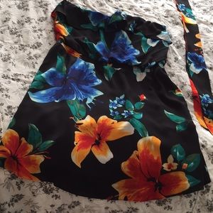 DONATED - Tropical Strapless Dress with Ruffle